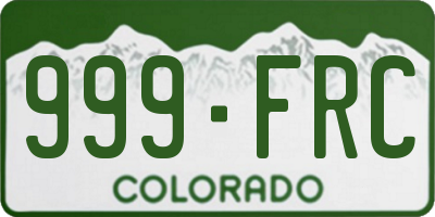 CO license plate 999FRC