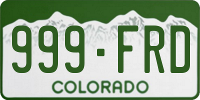 CO license plate 999FRD