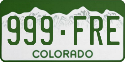 CO license plate 999FRE