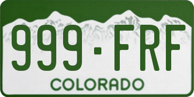 CO license plate 999FRF