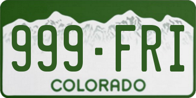 CO license plate 999FRI