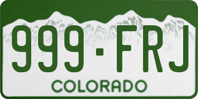 CO license plate 999FRJ