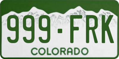 CO license plate 999FRK