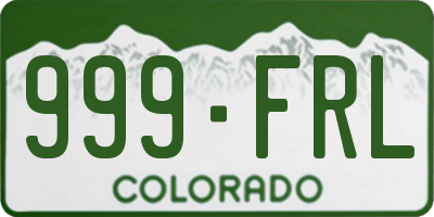 CO license plate 999FRL