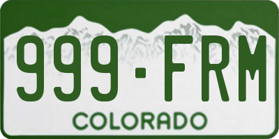 CO license plate 999FRM
