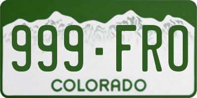 CO license plate 999FRO