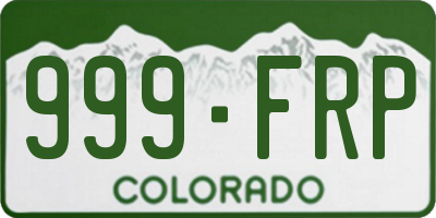 CO license plate 999FRP
