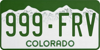 CO license plate 999FRV