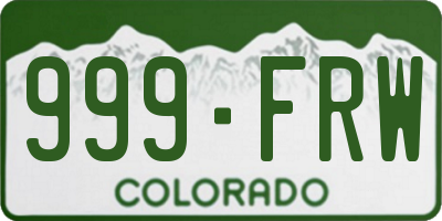 CO license plate 999FRW
