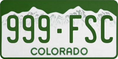 CO license plate 999FSC