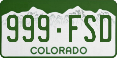 CO license plate 999FSD