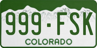 CO license plate 999FSK