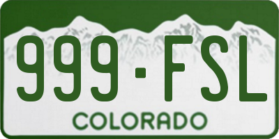 CO license plate 999FSL