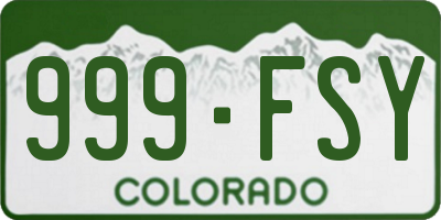 CO license plate 999FSY