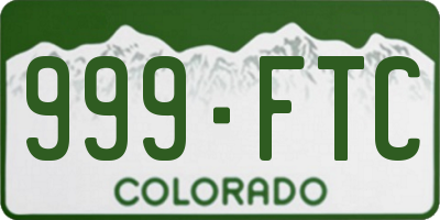 CO license plate 999FTC