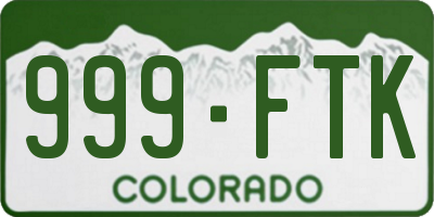 CO license plate 999FTK
