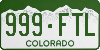 CO license plate 999FTL