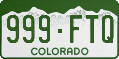 CO license plate 999FTQ