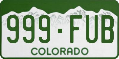 CO license plate 999FUB