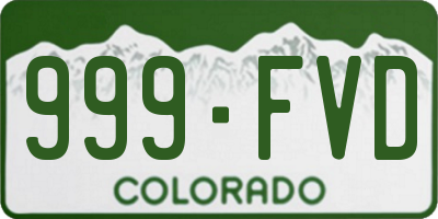 CO license plate 999FVD