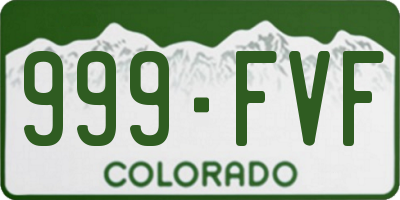 CO license plate 999FVF
