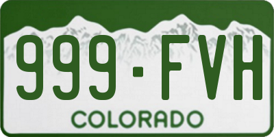 CO license plate 999FVH