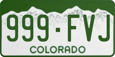 CO license plate 999FVJ
