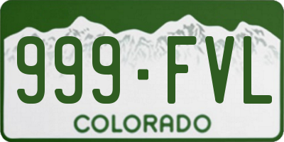 CO license plate 999FVL