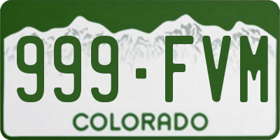 CO license plate 999FVM