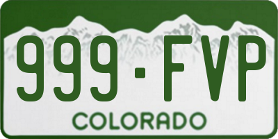 CO license plate 999FVP