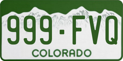 CO license plate 999FVQ