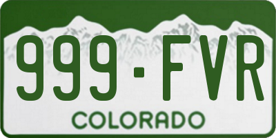 CO license plate 999FVR