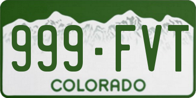 CO license plate 999FVT