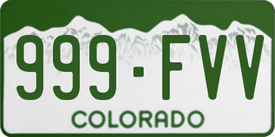 CO license plate 999FVV