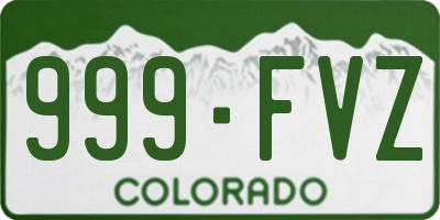 CO license plate 999FVZ