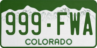 CO license plate 999FWA