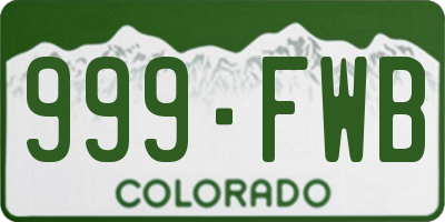 CO license plate 999FWB