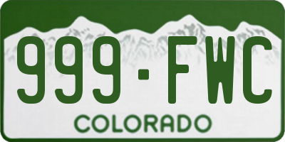 CO license plate 999FWC