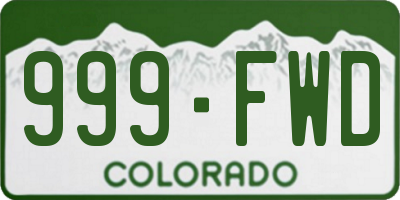 CO license plate 999FWD