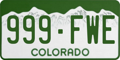 CO license plate 999FWE