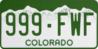 CO license plate 999FWF