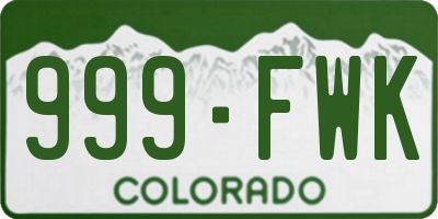 CO license plate 999FWK