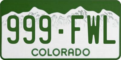 CO license plate 999FWL