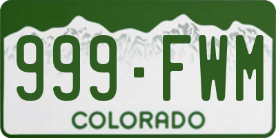 CO license plate 999FWM