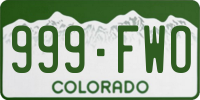 CO license plate 999FWO