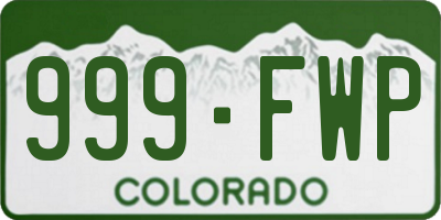 CO license plate 999FWP
