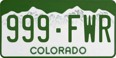 CO license plate 999FWR