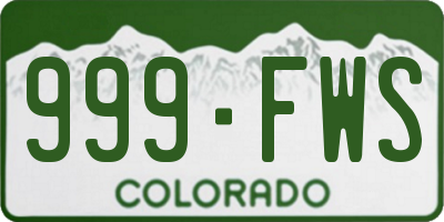 CO license plate 999FWS