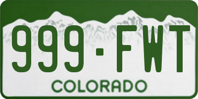 CO license plate 999FWT