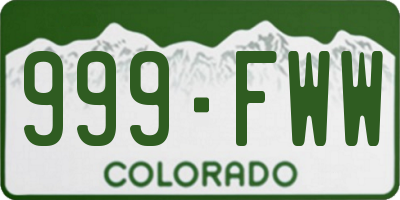CO license plate 999FWW